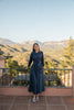 Taffeta Gown with Stone Embellished Collar and Pockets