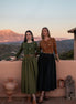 Pleated Maxi Skirt with Leather Belts