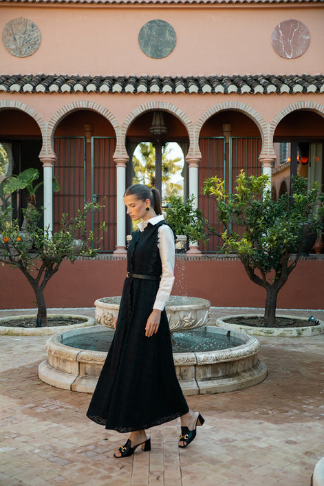 Maxi Broderie Anglaise Dress with Detail Centre Finish