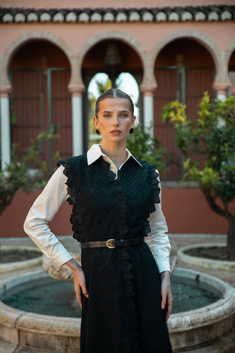 Maxi Broderie Anglaise Dress with Detail Centre Finish