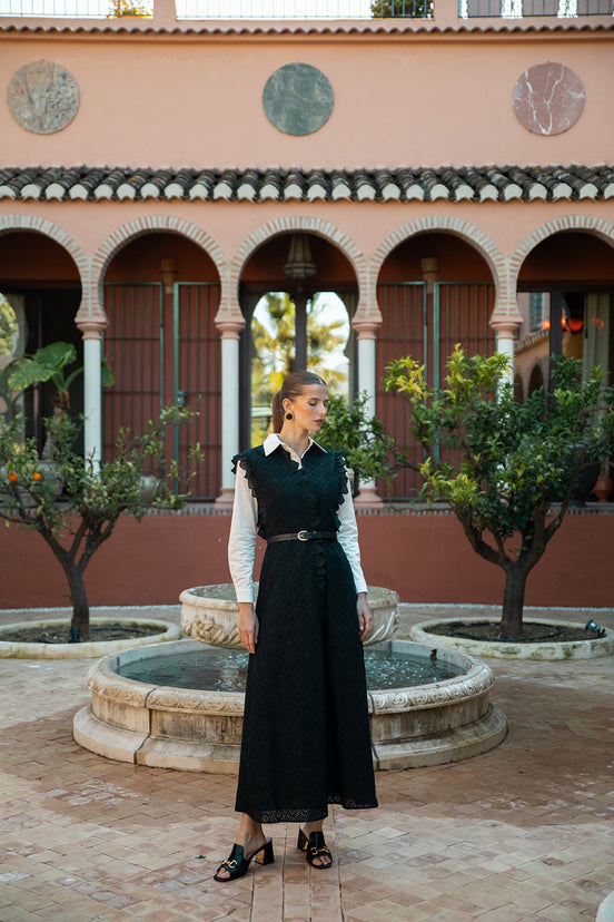 Maxi Broderie Anglaise Dress with Detail Centre Finish