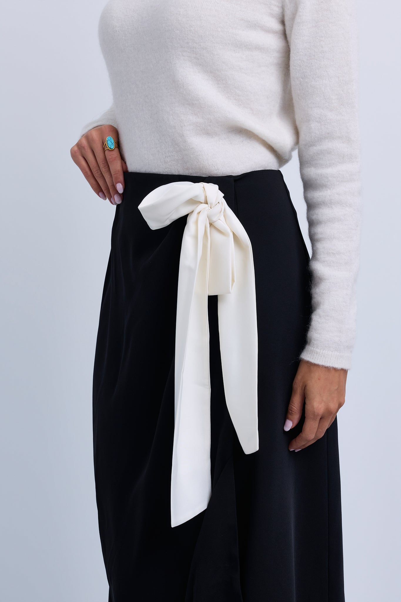 Satin Wrap Skirt with Elaborate Side bow