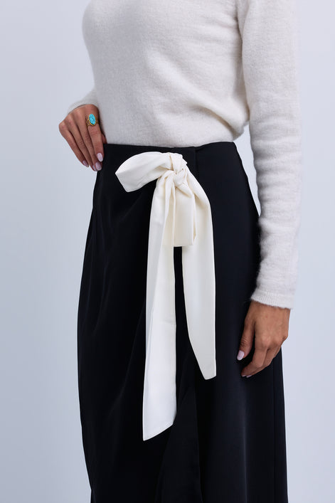 Satin Wrap Skirt with Elaborate Side bow