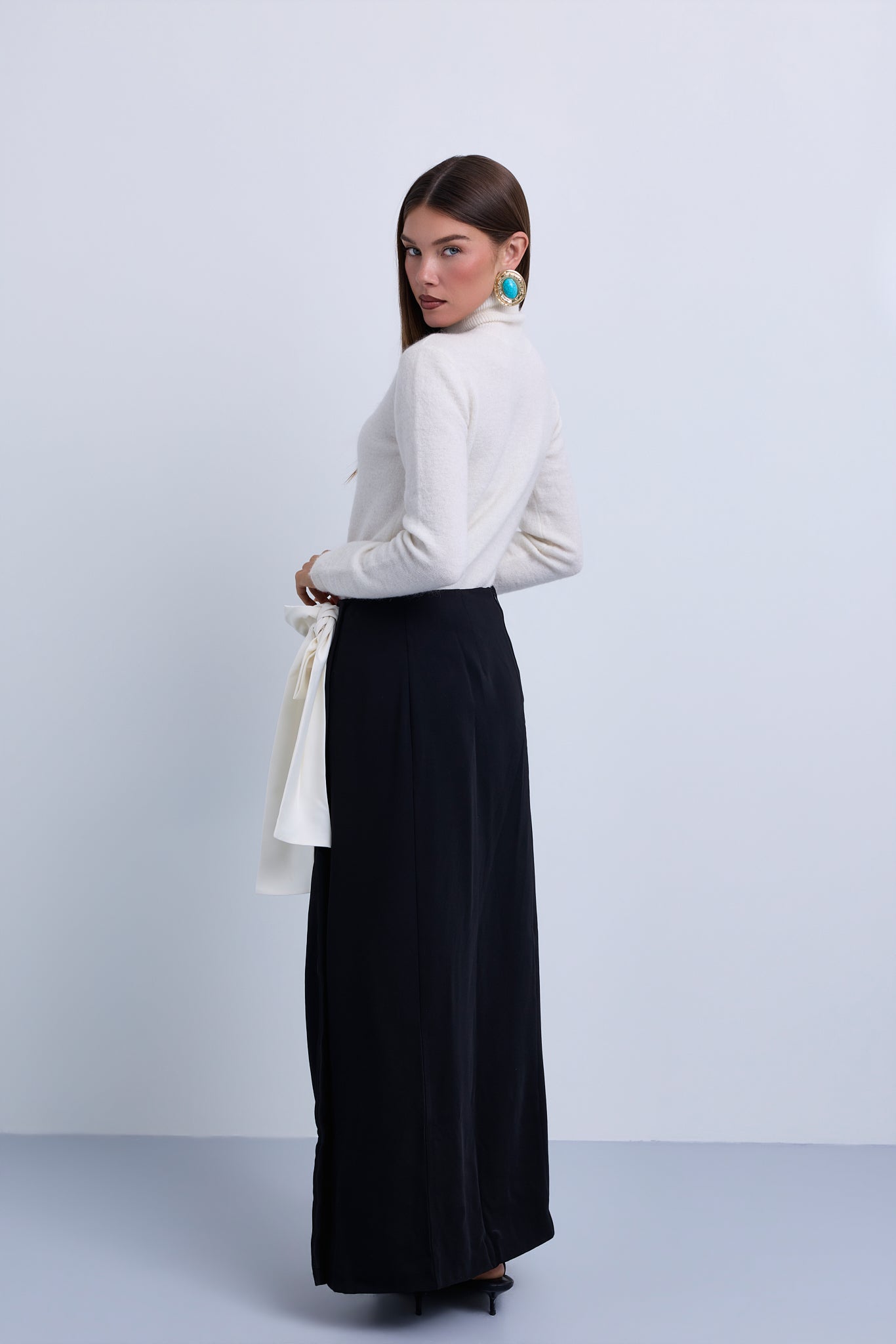 Satin Wrap Skirt with Elaborate Side bow