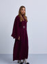 One Sided Drape Cape Crepe Belted Maxi Dress