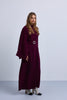 One Sided Drape Cape Crepe Belted Maxi Dress