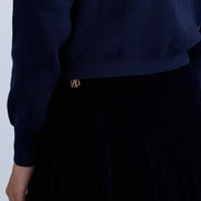 Velvet Pleated Knee Length Skirt
