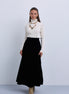 Velvet Pleated Midi Length Skirt