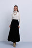 Velvet Pleated Midi Length Skirt