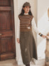 Front Overlap Corduroy Midi Skirt