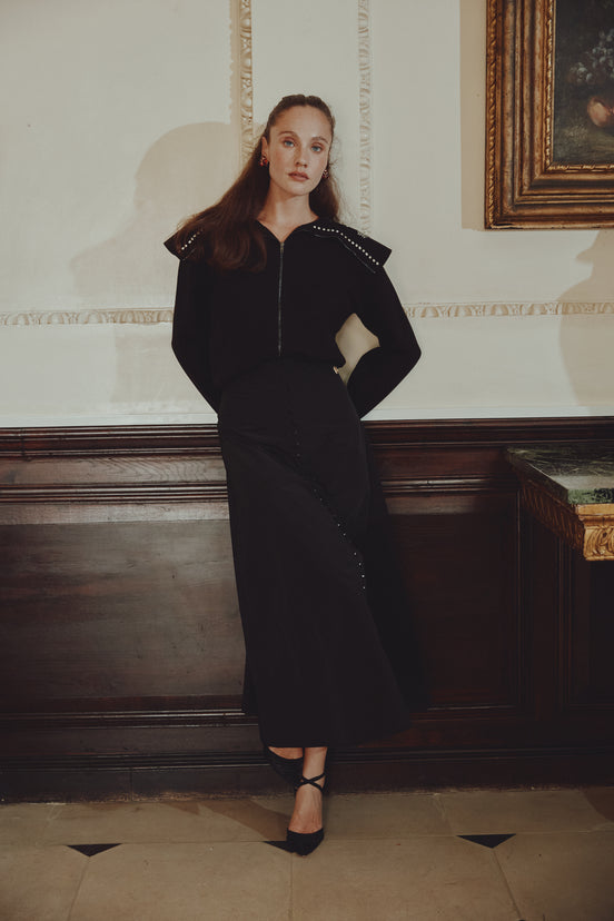 Taffeta Aline Skirt with Centre Front Buttons