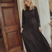 Satin Dress Lace Knit Sleeve Dress