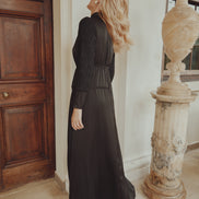 Satin Dress Lace Knit Sleeve Dress