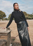 Leather Aline Skirt with Horizontal Centre Seam