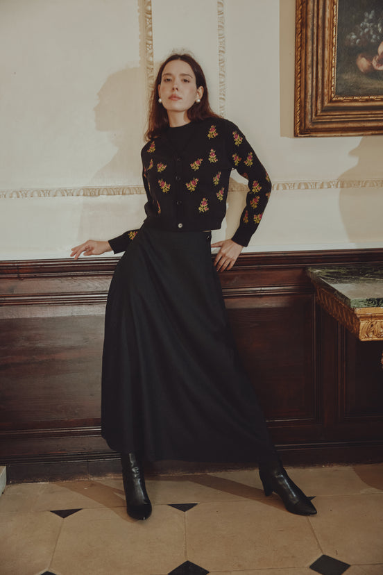 Aline Wool Look Skirt with Side Button