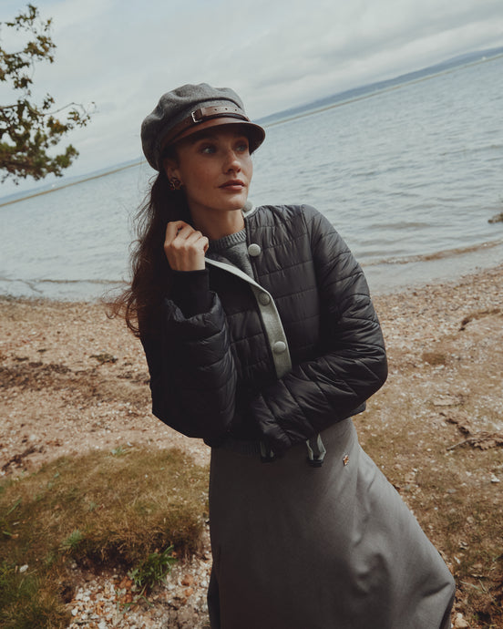 Puffer with Off-Centre Ribbed Knit Placket