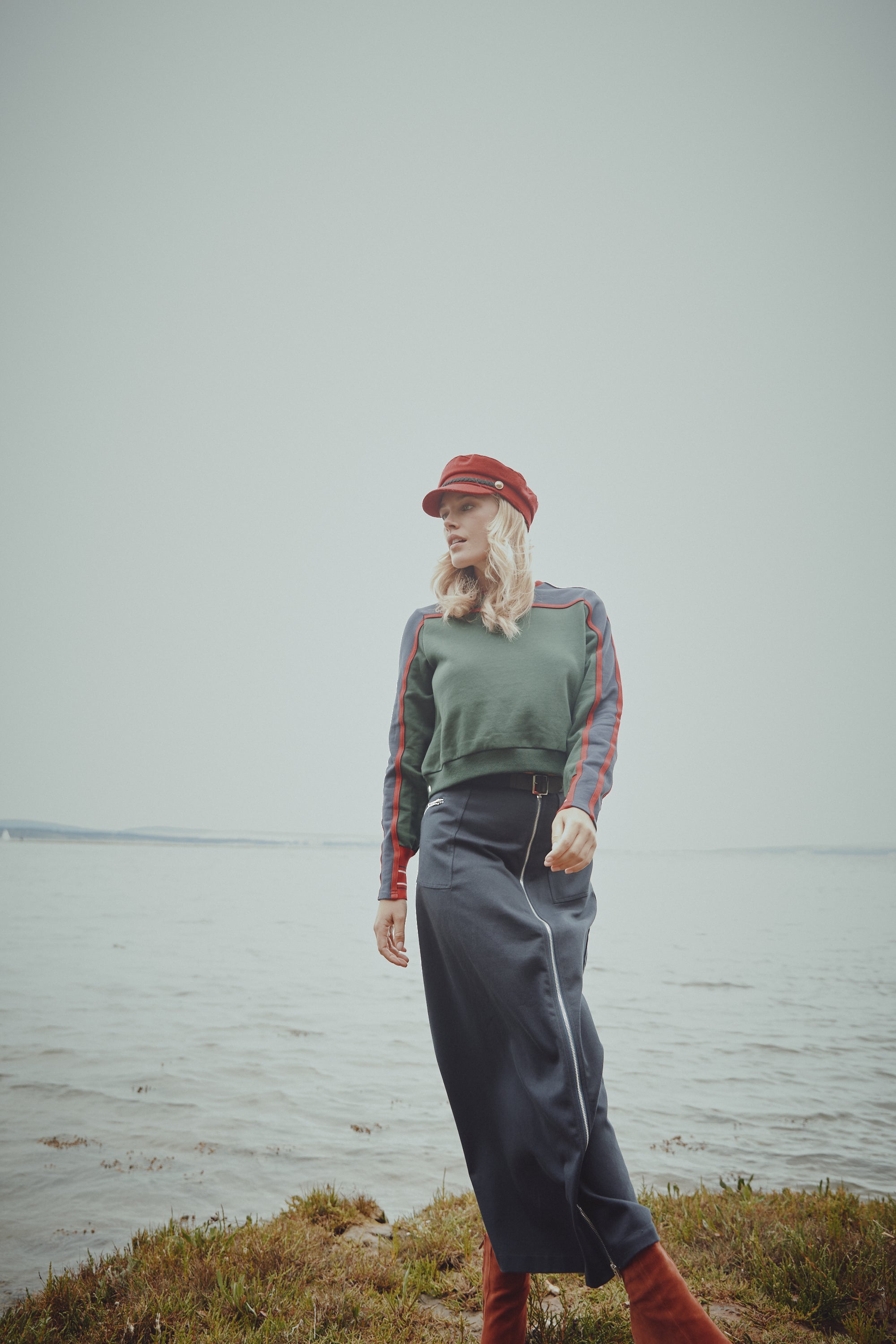 NNN Sweatshirt with Piped Seams and Sport Stripe Cuffs
