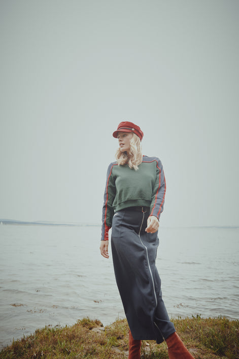 NNN Sweatshirt with Piped Seams and Sport Stripe Cuffs