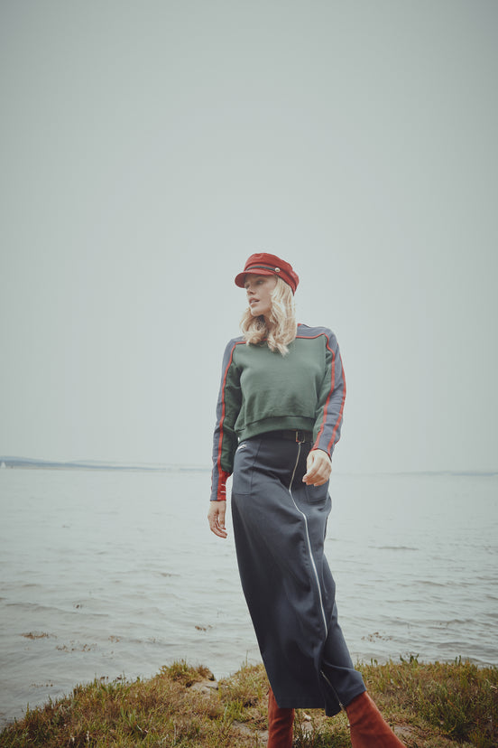 NNN Sweatshirt with Piped Seams and Sport Stripe Cuffs