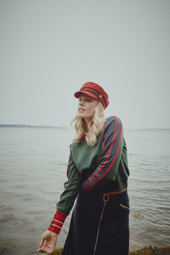 NNN Sweatshirt with Piped Seams and Sport Stripe Cuffs