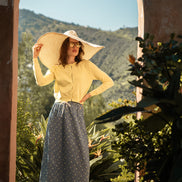 Gingham Maxi Skirt with All Over Print