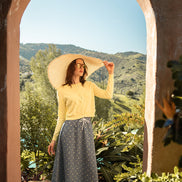 Gingham Maxi Skirt with All Over Print