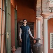 Jersey Sleeveless Dress with Elasticated Waist and CF Square