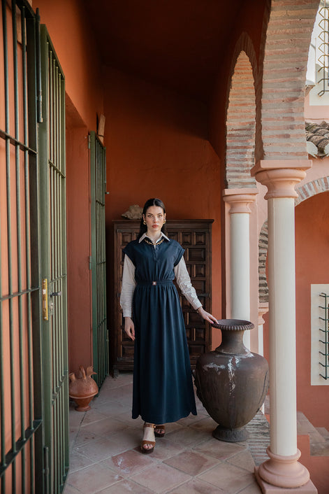 Jersey Sleeveless Dress with Elasticated Waist and CF Square