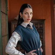 Jersey Sleeveless Dress with Elasticated Waist and CF Square