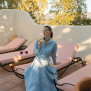 Striped Shirt Dress with Corded Belt and Ribbed Collar
