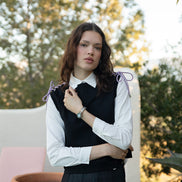 Sleeveless Top with Rope Tied  Shoulders