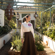 Cotton Blouse with Flower Applique Design