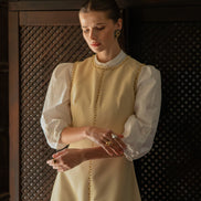 White Cotton Shirt with Button Detail Full Sleeve
