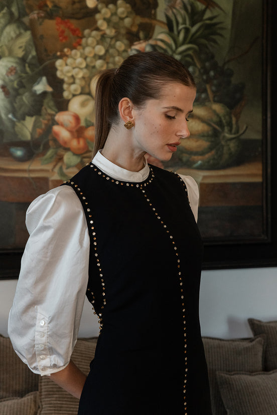 White Cotton Shirt with Button Detail Full Sleeve
