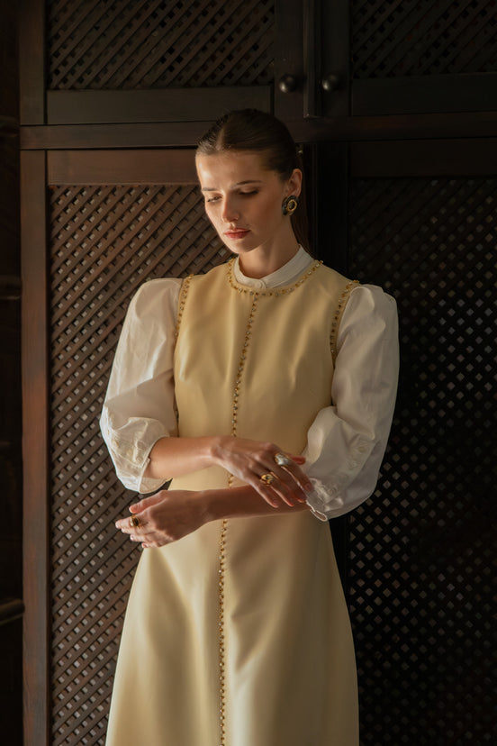 White Cotton Shirt with Button Detail Full Sleeve