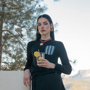 Sweatshirt with Printed Denim Pocket