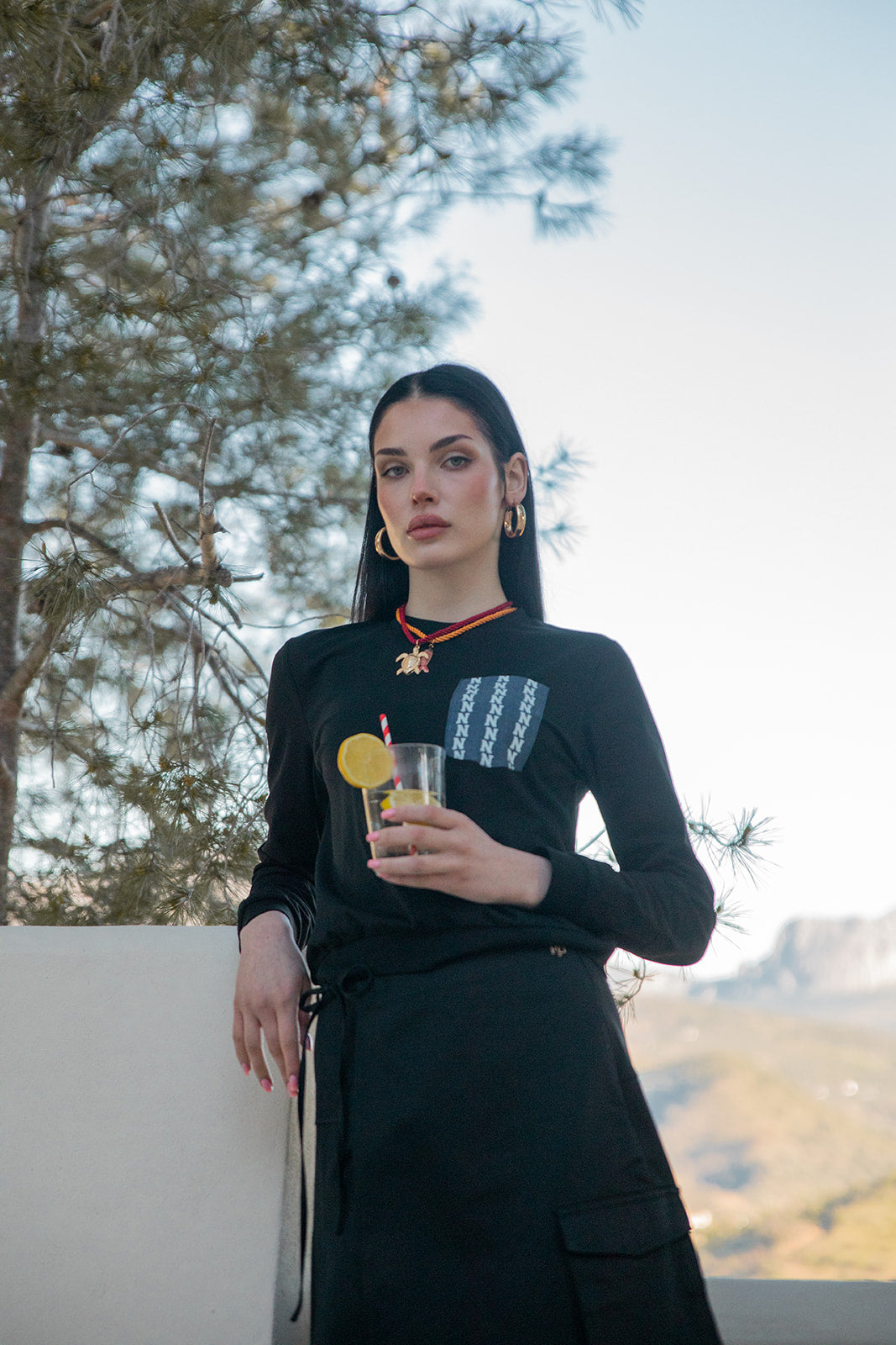 Sweatshirt with Printed Denim Pocket