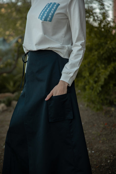 Sweatshirt with Printed Denim Pocket