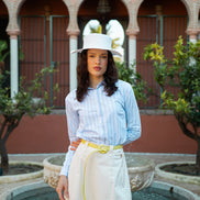 Stripe Cotton Shirt with Broderie Design Back