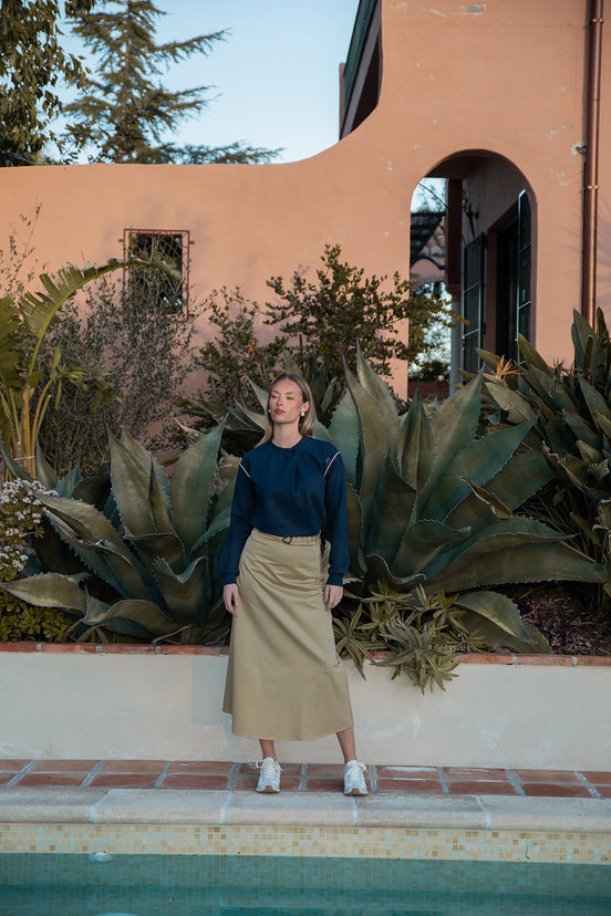 Sweatshirt with Fold-over Front Pleat