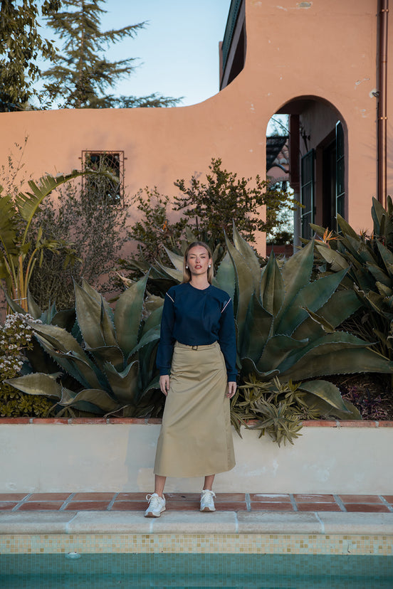Sweatshirt with Fold-over Front Pleat