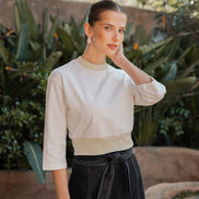 Cropped Sweatshirt with Wide Waistband