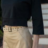 Belted Aline Cotton Maxi Skirt