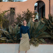 Belted Aline Cotton Maxi Skirt
