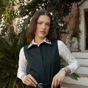 Cotton Shirt with Embellished Collar