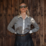 Stripe Cotton Shirt with Pocket Embroidery