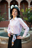 Stripe Cotton Shirt with Pocket Embroidery