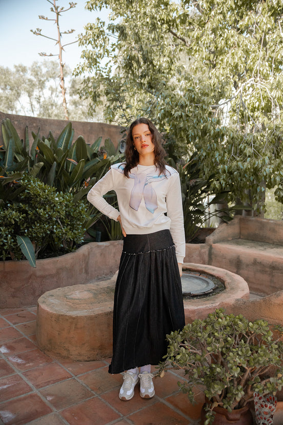 Sweatshirt with Over Shoulder Printed Design