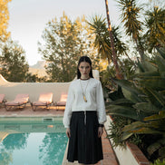 Bubble Sleeve Sweatshirt with Taffeta Tunnelled Pully