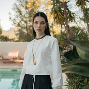 Bubble Sleeve Sweatshirt with Taffeta Tunnelled Pully